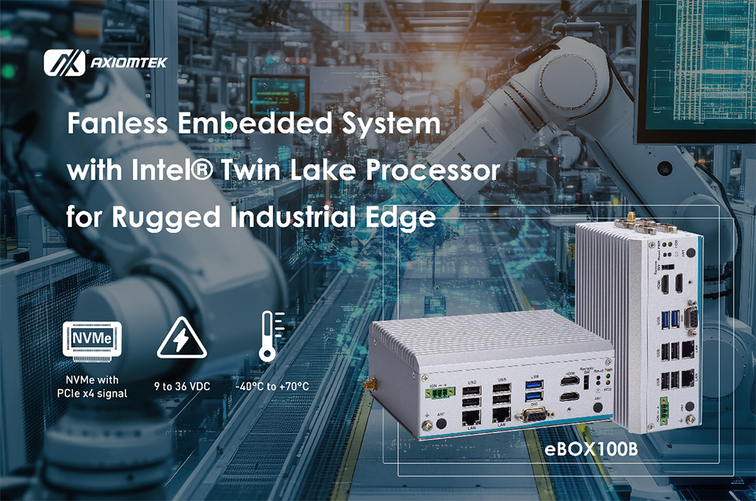 eBOX100B Fanless Embedded System for Rugged Industrial Edge Applications